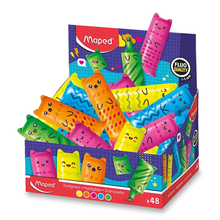 Hauptbild des Produkts Zvýrazňovač Maped Mini Fluo Kawai - stojánek, 48 ks