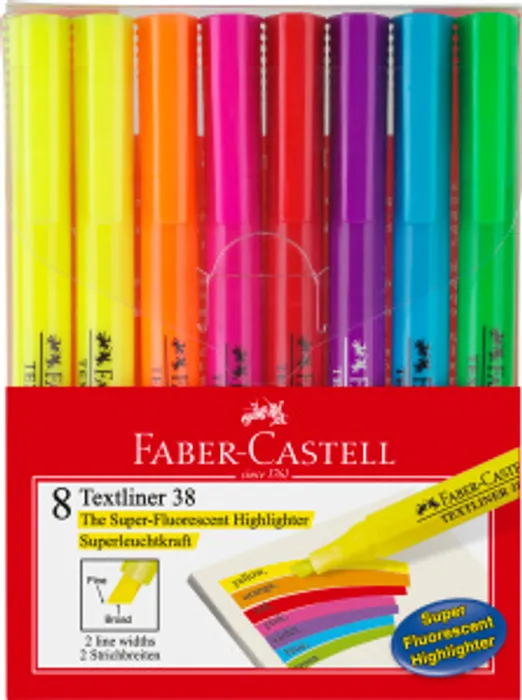 Hauptbild des Produkts Zvýrazňovač Textliner 38 superfluo., plast.pouzdro 8ks Faber Castell 158131