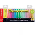 Textmarker STABILO BOSS ORIGINAL 15 Stk. (9 Neon + 6 Pastell) im Schreibtischstände