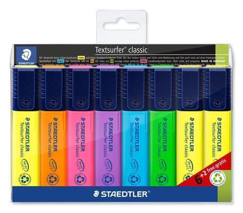 Hauptbild des Produkts Zvýrazňovače "Textsurfer classic 364", sada, 6+2, 1-5 mm, STAEDTLER