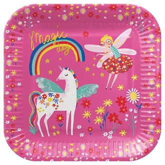 Papírenské zboží - Papírový talíř PAW Eco čtverec 23 cm Fairy Unicorn [8 ks]