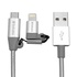 Papírenské zboží - USB Kabel (2.0), USB A M - microUSB M + Apple Lightning M, 1m, 2 in 1 silbern, Verbatim, Box, 48869, austauschbare Stecker Lightni