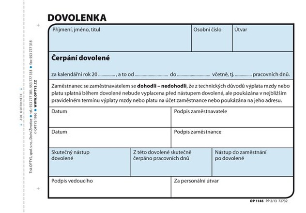 Papírenské zboží - Dovolenka A6, 100 listů 1146