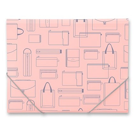 Papírenské zboží - Tříchlopňové desky s gumou Foldermate Vintage A4 - růžová