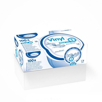 Papírenské zboží - Rukavice vinylové bílé, pudrované (velikost S) [100 ks]