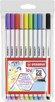 Papírenské zboží - Vláknový fix s flexibilním štětcovým hrotem STABILO Pen 68 brush - 10 ks sada