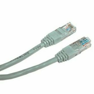 Papírenské zboží - UTP patchcord, Cat.5e, RJ45 M-1m, nestíněný, křížený, šedý, k propojení 2 PC, economy