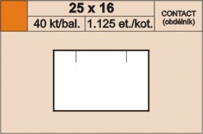 Papírenské zboží - Cenové etikety 25x16 contact oranžové hranaté