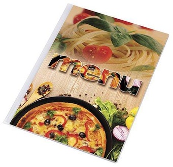 Papírenské zboží - Desky na jídelní lístek "Pizza", motiv pizza-těstoviny, A4, PANTA PLAST