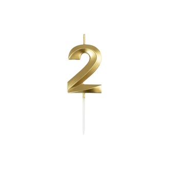 Papírenské zboží - Svíčka číslo 2 – zlatá [1 ks]