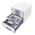 Papírenské zboží - Schubladenbox Wow, weiß/grau, Kunststoff, 5 Schubladen, LEITZ