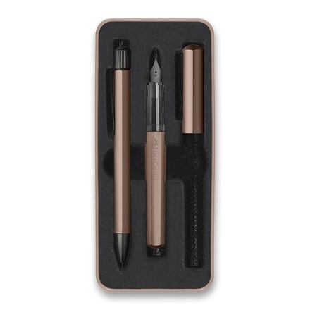 Papírenské zboží - Sada Faber-Castell Hexo Bronze plnicí pero a kuličková tužka
