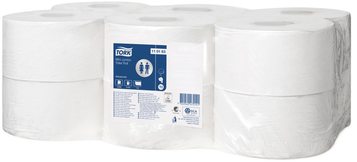 Papírenské zboží - Toaletní papír v Mini Jumbo roli Tork 110163 Advanced 1vrstva T2 [12 ks]
