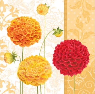 Papírenské zboží - Ubrousky PAW L 33x33 cm Floral Autumn Orange