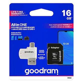 Papírenské zboží - Goodram All-In-ONe, 16GB, multipack, M1A4-0160R12, UHS-I U1 (Class 10), se čtečkou a adap