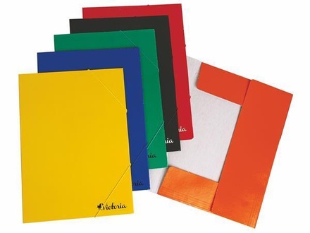 Papírenské zboží - Desky s gumičkou, oranžové, karton, A4, VICTORIA