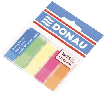 Papírenské zboží - Značkovací proužky, 5x25 lístků, 12x45 mm, DONAU, neonové barvy