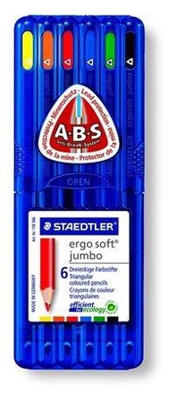 Papírenské zboží - Barevné pastelky "Ergo Soft Jumbo", 6 barev, sada, trojhranné, STAEDTLER