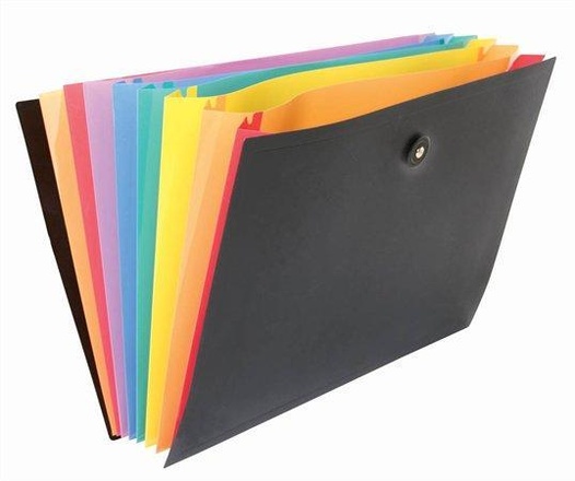 Papírenské zboží - Aktovka s přihrádkami "Rainbow Class", 8 částí, černá, PP, VIQUEL