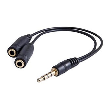 Papírenské zboží - Audio Redukce, Jack, Jack (3,5 mm) M (4-pólový)-Jack (3,5mm) 2x F, 0.2, stereo, černá