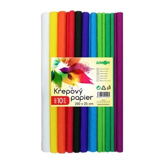 Papírenské zboží - Krepový papír - sada 10 barev, rozměr: 25 x 200 cm