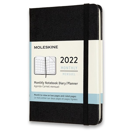 Papírenské zboží - Diář Moleskine 2022 - tvrdé desky S, měsíční, černý