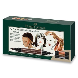 Papírenské zboží - Popisovač Faber-Castell Pitt Artist Pen Dual Marker Portrait sada 5 ks
