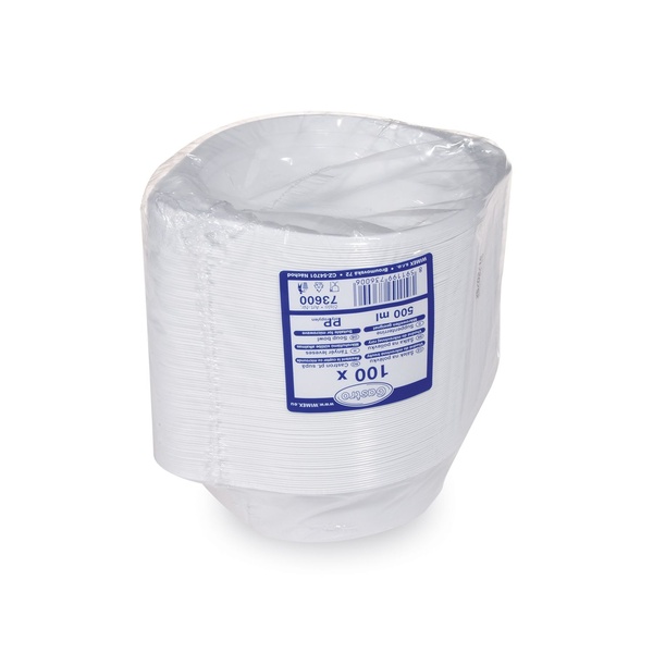 Suppenterrine, Einweg-Mikrowellenterrine weiß (PP) 500 ml, 100 Stk.