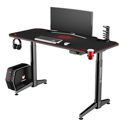 Papírenské zboží - ULTRADESK Herní stůl LEVEL RED, 140x70cm, 72-124cm, elektricky nastavitelna výška, s XXL
