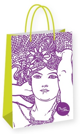 Papírenské zboží - Dárková taška Alfons Mucha – Amethyst, Fresh Collection, velká