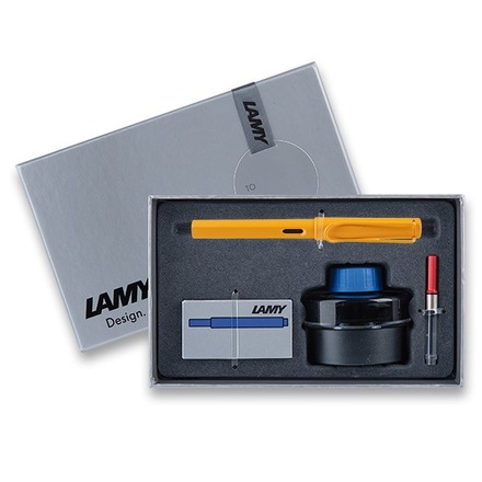 Papírenské zboží - Lamy Safari Mango plnicí pero, dárková sada s konvertorem a inkoustem