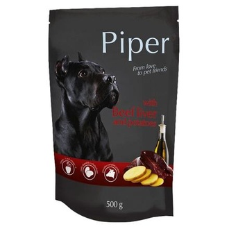 Papírenské zboží - PIPER s hovězími játry a bramborami, kapsička pro psy 500g 