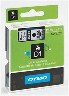 Papírenské zboží - Páska, 12 mm x 7 m, DYMO "D1", průhledná-černá