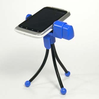 Papírenské zboží - Držák mobilu Logo na stůl, modrý, termoplast, pro jakýkoliv mobilní telefon, modrá, mobil