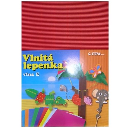 Papírenské zboží - Lepenka E-Welle 260g 34,5 x 24,5cm rovná-červená 10 listů