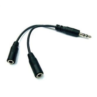 Papírenské zboží - Audio Rozdvojka, Jack (3,5mm) M-Jack (3,5mm) 2x F, 0.2, stereo, černá, s kablíkem