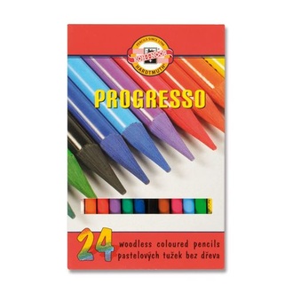 Papírenské zboží - Barevné pastelky "Progresso 8758/24", 24ks, bez dřeva, KOH-I-NOOR