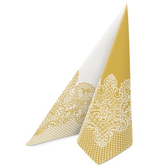 Papírenské zboží - Ubrousky PAW AIRLAID 40x40 cm Reverse ROAYL LACE gold-white