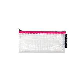 Papírenské zboží - Obálka se zipem síťovaná DL transparent-červený lem