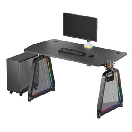 Papírenské zboží - ULTRADESK Herní stůl BOOSTER, 136x70,5 cm, 75 cm, RGB podsvícení, držák sluchátek i nápoj