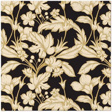 Papírenské zboží - Ubrousky PAW AIRLAID 40x40 cm Beautiful Floral Pattern Black [50 ks]