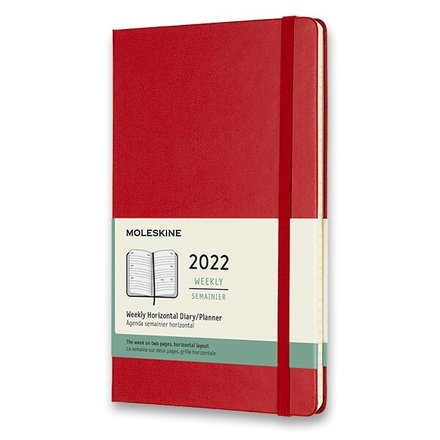 Papírenské zboží - Diář Moleskine 2022 - tvrdé desky červený