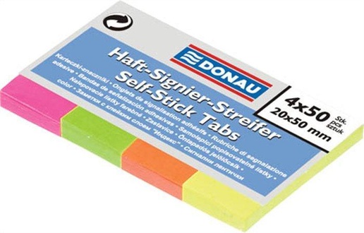 Papírenské zboží - Značkovací proužky, 5x40 lístků, 20x50 mm, DONAU, mix barev
