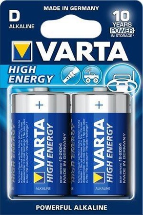 Papírenské zboží - Baterie, D (velký monočlánek), 2 ks, VARTA "High Energy"