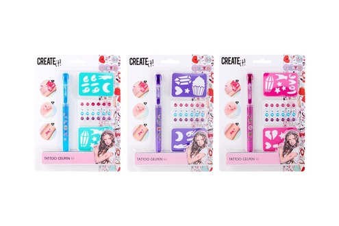 Papírenské zboží - Tetovací pero+šablony+diamanty, 3 druhy