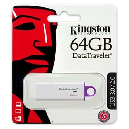 Papírenské zboží - Kingston USB flash disk, USB 3.0 (3.2 Gen 1), 64GB, Data Traveler DTI-G4, bílý, DTIG4/64G