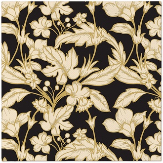 Papírenské zboží - Ubrousky PAW AIRLAID 40x40 cm Beautiful Floral Pattern Black [50 ks]