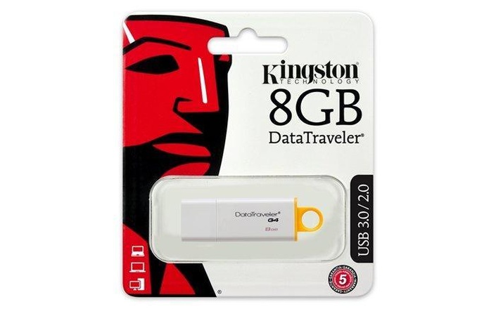 Papírenské zboží - USB flash disk "DTI G4", žlutá, 8GB, USB 3.0, KINGSTON