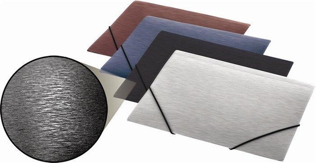 Papírenské zboží - Desky s gumičkou "Simple", 15 mm, PP, A4, PANTA PLAST, kovově stříbrná