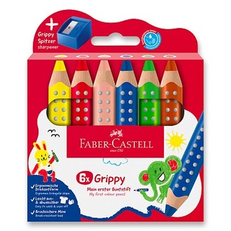 Papírenské zboží - Pastelka Faber-Castell Grippy - 6 barev, ořezávátko